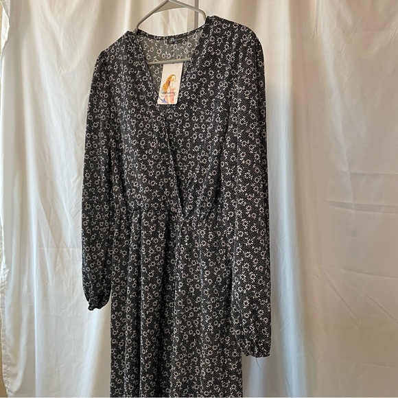NWT Prettygarden Cottagecore Prairie Boho Floral Faux Wrap High Low Dress Size M - Picture 2 of 9